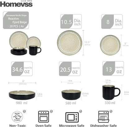 HomeVss 20-Piece Dinnerware Set