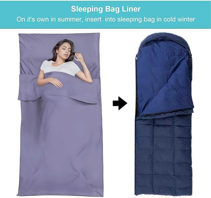 Sleeping Bag Liner,Travel Sheet & Adult Sleep Sack, Camping Sheets Travel Sleep Sack for Backpacking,Hotels & Hostels -Lightweight Single &Double Travel Sheet Camping Sheets