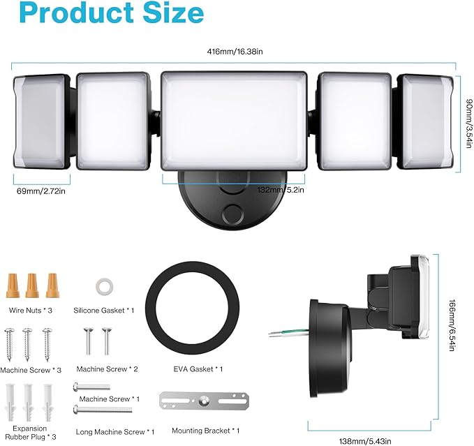 Olafus 130W Flood Light Outdoor, Switch Controlled 13000LM LED Security Light