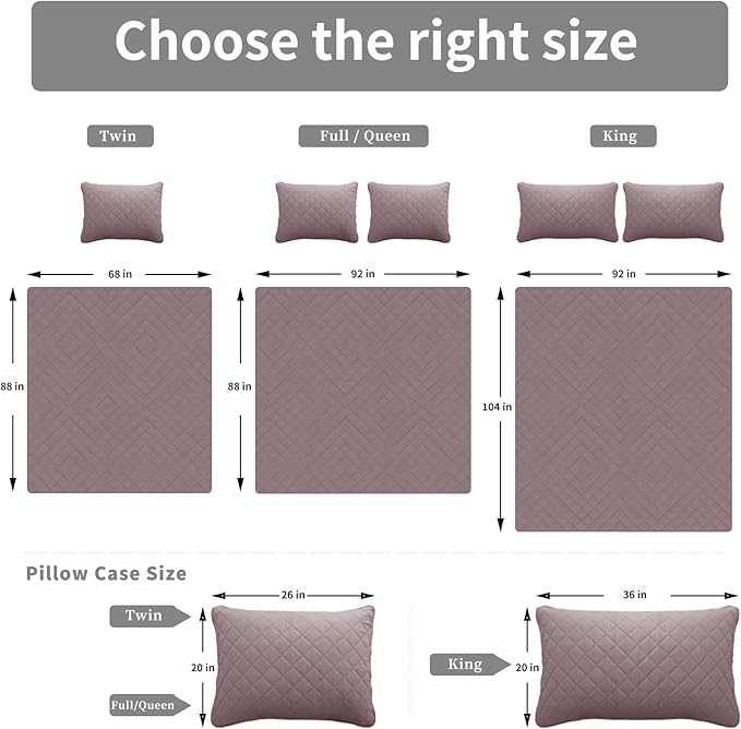 Easy-Going King Size Reversible Quilt Set with 1 Quilt and 2 Pillow Shams, Soft Bed Quilt Cover, Water Resistant Lightweight Microfiber Bedspread, Stain Resistant, Pink/Beige