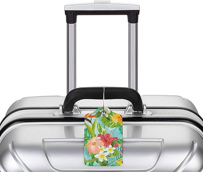 Set of 2 Luggage Tag for Suitcases Tie dye PU Leather Luggage Tag with Full Back Privacy Name ID Card Fun Laggage Tags