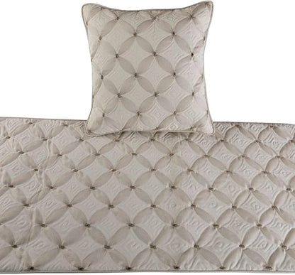 The HomeCentric King Queen Twin Ivory Bed Runner Without Pillow Cover, Twin Size 53"x18" Bed Runner Without Pillow Cover, Linen Quilted & Embroidery, Modern Contemporary - Tender Love