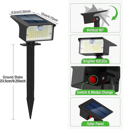 Nipify Solar Spot Lights Outdoor Motion Sensor, 3 Modes Solar Landscape