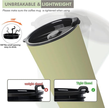 Greentainer 4 Pack Plastic Travel Coffee Mug Set, 20 oz Spill Proof Drinking