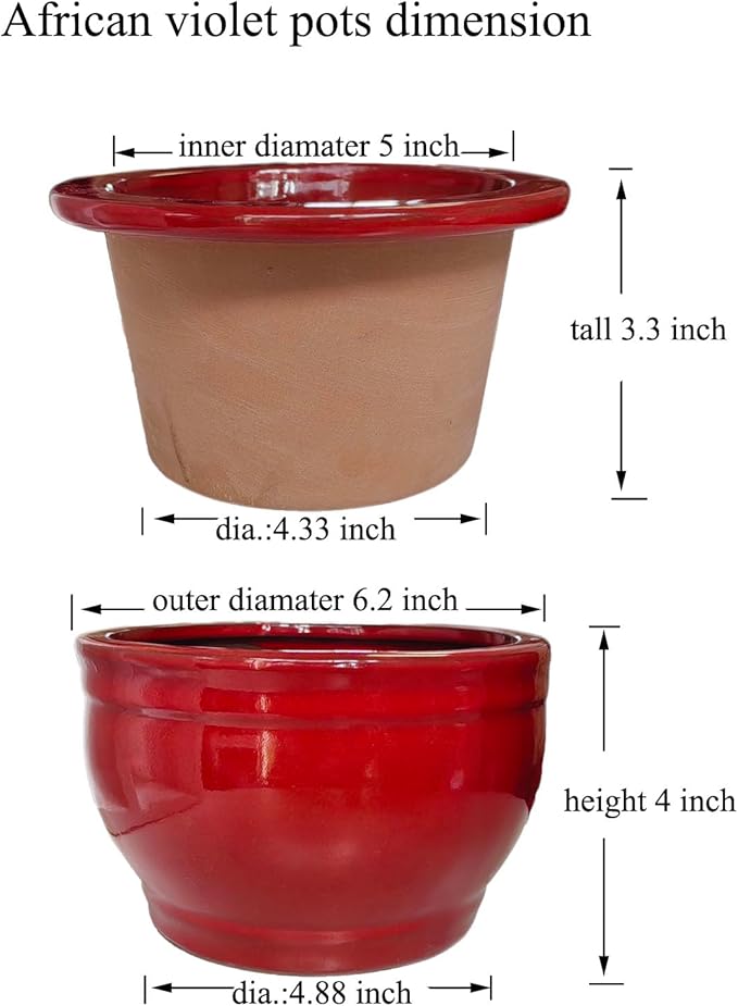 African Violet Pots Self Watering Round Ceramic Violet Pot