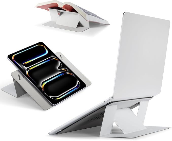MOFT Invisible Laptop Stand for Desk, Stick-Free Tablet and Computer Stand with Dual-Angle, Foldable&Portable Laptop Riser Holder, Fits 7-11" Tablets&11-14" Laptops, Misty Cove (Non-Adhesive Version)