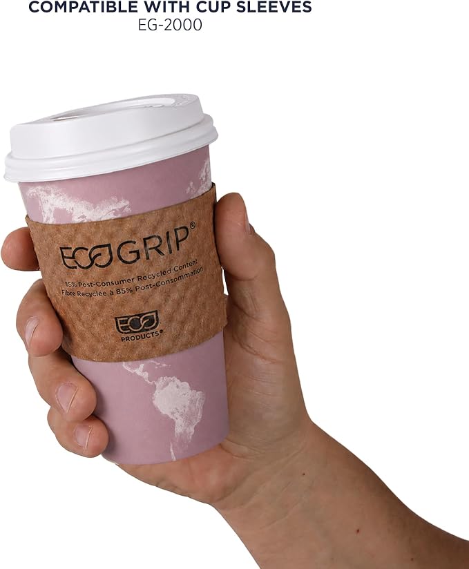 ECO PRODUCTS Compostable Disposable World Art 16oz Large Coffee Cups, Renewable