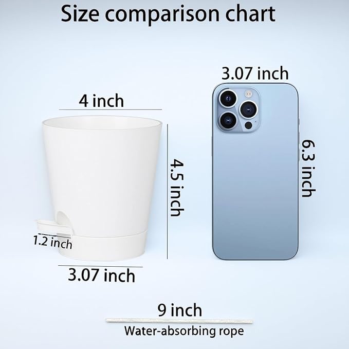 12 Pack 4 Inch Self Watering Plant Pots