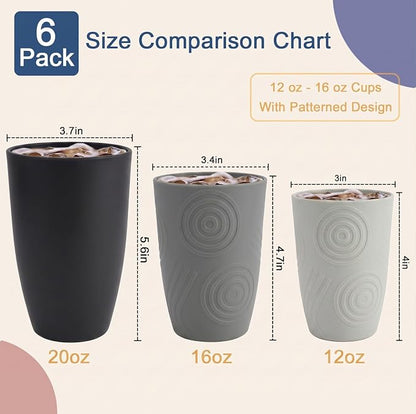 Wheat Straw Cups 6 PCS - 16 OZ Drinking Glasses