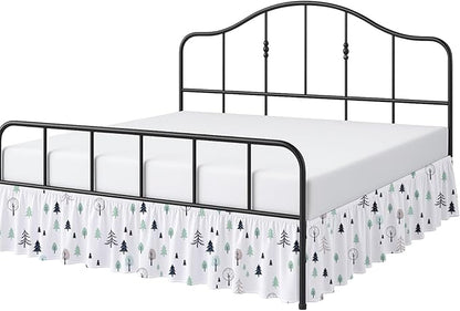 Cottington Lane Ruffled Bed Skirt Full Size with Split Corner, Brushed Microfiber Hotel Quality Dust Ruffle, 21 Inch Drop Gathered Bedskirt, Soft, Stylish, Shrink & Fade Resistant, Winter Forest