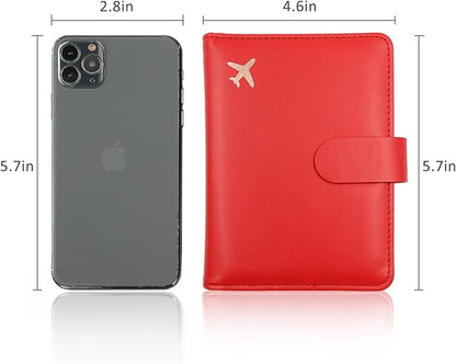 Melsbrinna Rfid Passport Holder for Travel women/Men, Cute Passport Wallet Rfid Blocking Card Slots, Rfid Passport Cover/CaseTravel Wallet, Passport Book Holder (1, Red2)