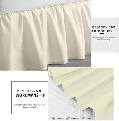 SlumberWell Full Bed Skirt with Split Corners, Soft Microfiber, 18 Inch Drop, Ivory Solid, Elegant Ruffled Design