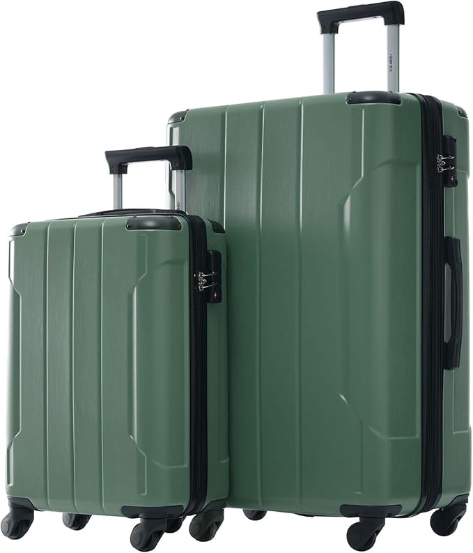 Merax Luggage Sets 2 Piece Suitcases with Wheels, Hardshell ABS Expandable and Lightweight, TSA Lock, Spinner Wheels, Carry On Luggage with Corner Guards (20 28 inch Green)
