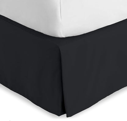 Bare Home Full Bed Skirt - 15-Inch Tailored Drop Easy Fit - Bed Skirt for Beds - Center & Corner Pleats (Full, Black)