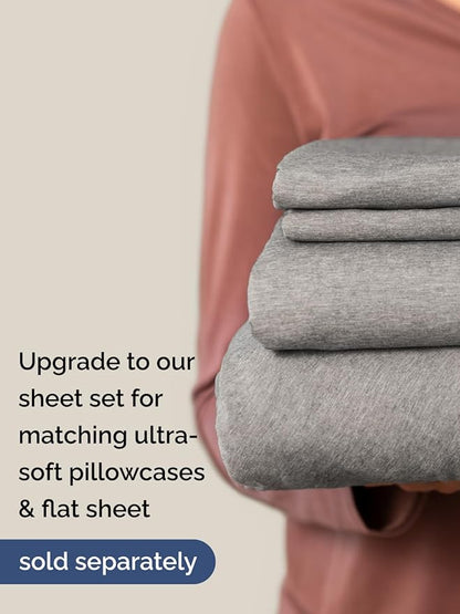Extra Deep Queen Fitted Sheet - Hotel Luxury Single Fitted Sheet Only - Easily Fits 18 inch to 24 inch Mattress - Ultra Soft, Wrinkle Free w/Extra Deep Pockets - Breathable & Comfy - Heathered Grey