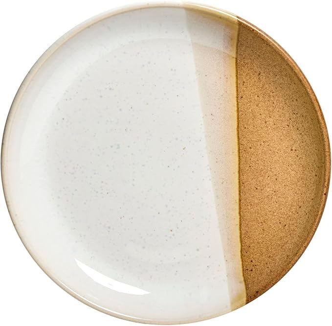 Sango 12 Pieces Stoneware Dinnerware Set, Glossy Caramel & Cream Dishes