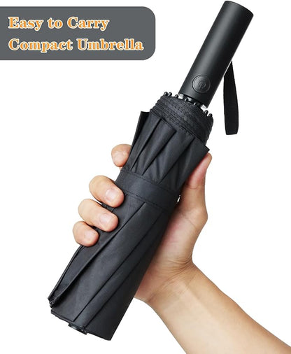 Large Double-Ribs Umbrella Automatic Folding Umbrella for Women Men, Travel, UPF 50+ UV Protection