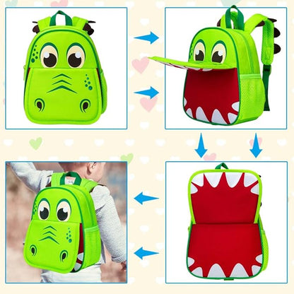 AGSDON Toddler Backpack Leash, 9.5" Safety Harness Dinosaur Bag - Removable Tether