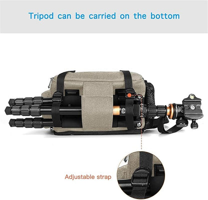 MOSISO Camera Bag Sling Backpack, DSLR/SLR/Mirrorless Full Open Camera Case with Tripod Holder&Rain Cover&Modular Insert, Photography Backpack Compatible with Canon/Nikon/Sony/Fuji, Khaki