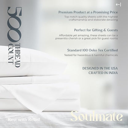 Mayfair Linen 100% Egyptian Cotton 2 Pack Full Sheet Set - Luxury 500 Thread Count Cotton Sheets Full Size (8 PC, Silver), Soft, Cooling, Sateen Weave, 16" Deep Pocket Hotel Quality Bed Sheet Set