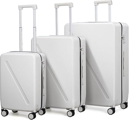MILADA Hard Shell Luggage Sets With Spinner Wheels, 3 piece luggage set TSA Approved, 20 Inch Carry On Suitcase 24 Inch Luggage Suitcase 28 Inch, Smoke White