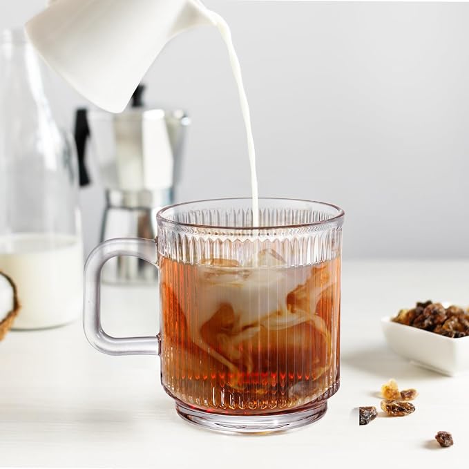 Noamus 6 Pack Premium Glass Coffee Mugs