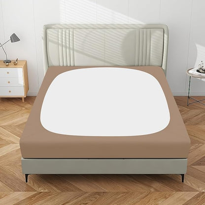 PureFit Stretchy Box Spring Cover King - Elastic Fitted Box Spring Wrap Around 4 Sides, Wrinkle & Fading Resistant Fits King and C-King Size Beds, Camel