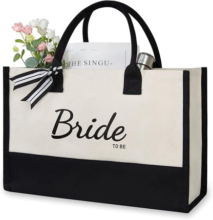 TOPDesign Canvas Tote Bag, Bridal Shower Gifts for Bride, Wedding Bachelorette Bride Gifts Shoulder Bag