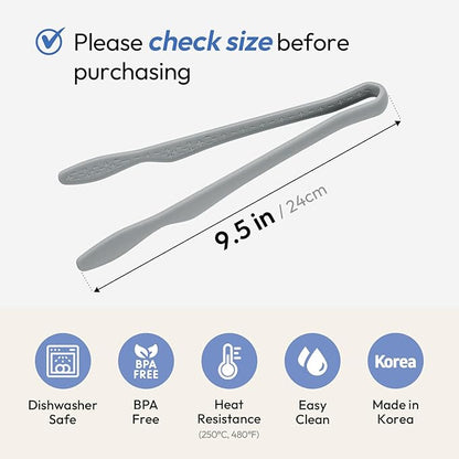 carrotez Silicone Tongs for Cooking, Anti-Slip,Non-Scratch Kitchen Tongs 9.5 inch Silicone Tongs 1Pack - Gray