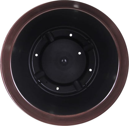 Garden Elements Indoor/Outdoor Glazed Brushed Happy Plastic Planter, Dark Brown