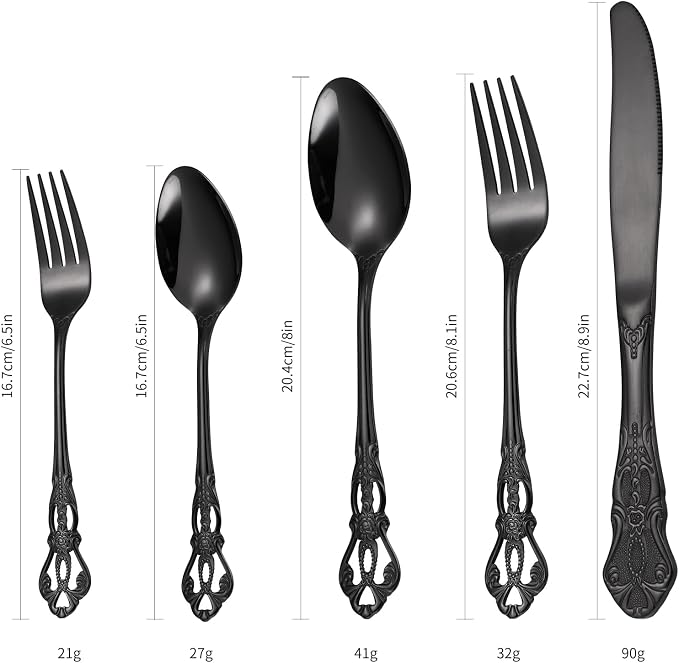 Black Silverware Royal Flatware Set