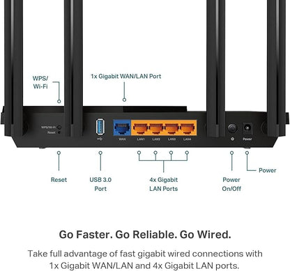 TP-Link Dual-Band AX3000 Wi-Fi 6 Router Archer AX55 | Wireless Gigabit Internet Router for Home | EasyMesh Compatible | VPN Clients & Server | HomeShield, OFDMA, MU-MIMO | USB 3.0 | Secure by Design