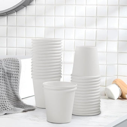 Clawsoff 100 Pack 3 oz White Paper Cups Disposable Small Mouthwash Cups | Mini
