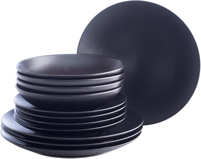 Porto by Stone Lain Semplice 12-Piece Premium Kitchen & Dining Dinnerware Set