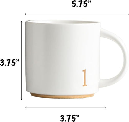 COLLECTIVE HOME Ceramic Coffee Mug, 15 oz Monogram Cup