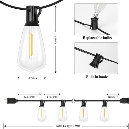 Brightever Outdoor String Lights 180FT, Patio Lights