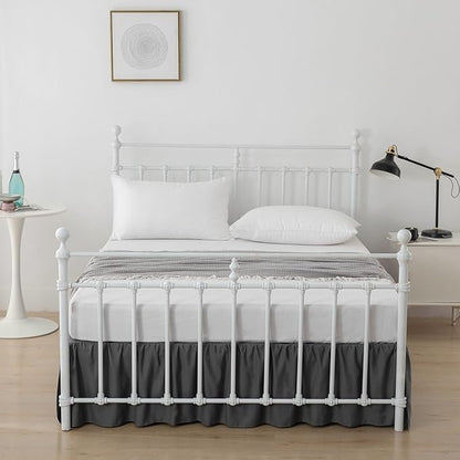 Bed Skirt Full Size Ruffled Bed Skirts with Split Corners, 14 Inch Drop Dust Ruffle Bed Skirt with Platform, Dark Grey, 14" Full