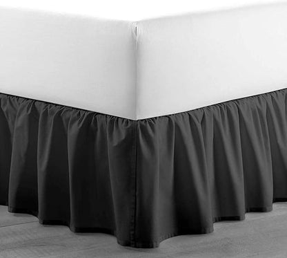 SlumberWell King Bed Skirt with Split Corners, Soft Microfiber, 21 Inch Drop, Dark Grey Solid, Elegant Ruffled Design