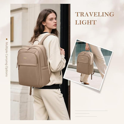 Travel Backpack for Women Personal Carry On Bag Business Weekender Hiking Multilayer Laptop Bag,16 Inch,Brown