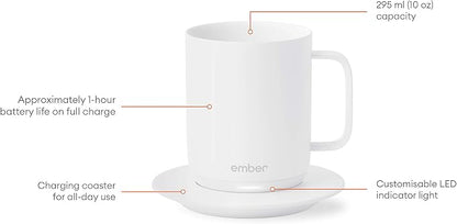 Ember Temperature-Control Smart Mug, 10 Ounce, 1-hr Battery Life