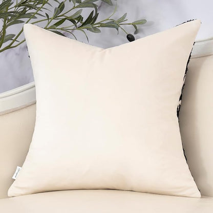 Yangest Chenille Floral Pillow Cover 20 x 20 Inches, Neutral Jacquard Square Throw Pillow Cover Soft Decorative Nature Accent Couch Pillow Cover for Living Room Bedroom, Beige