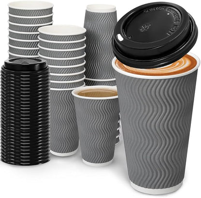 BYSNOW 100 Pack 16 oz Paper Coffee Cups