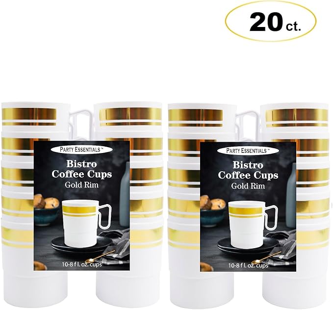 Party Essentials 8-Ounce Hard Plastic Coffee Cup/Tea Mug