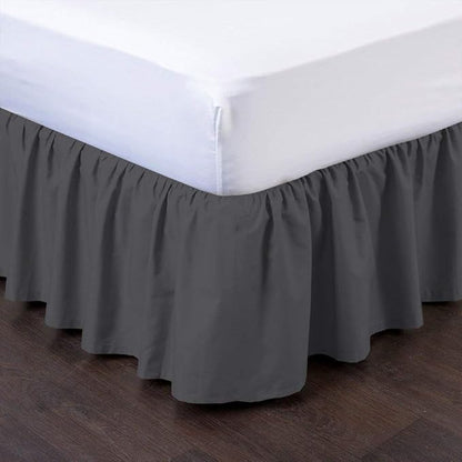 Ruffled Bed Skirt (Twin, Dark Grey) 18 Inch Drop Dust Ruffle with Platform, 100% Cotton 600 Thread Count Fabric, Gathered Styling, Available in All Bed Sizes and 23 Colors - Bedskirt