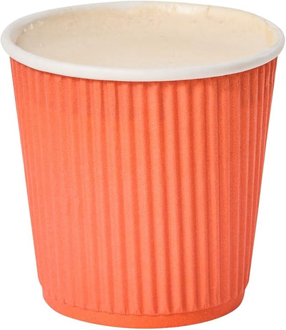 Restaurantware 4 Ounce Ripple Wall Disposable Coffee Cups, 500 Insulated Orange