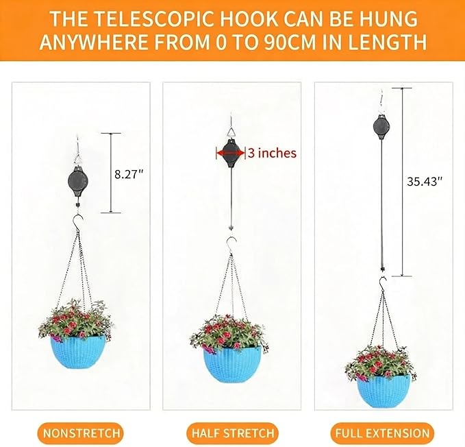 3Pack Retractable Plant Hanger Pulley System