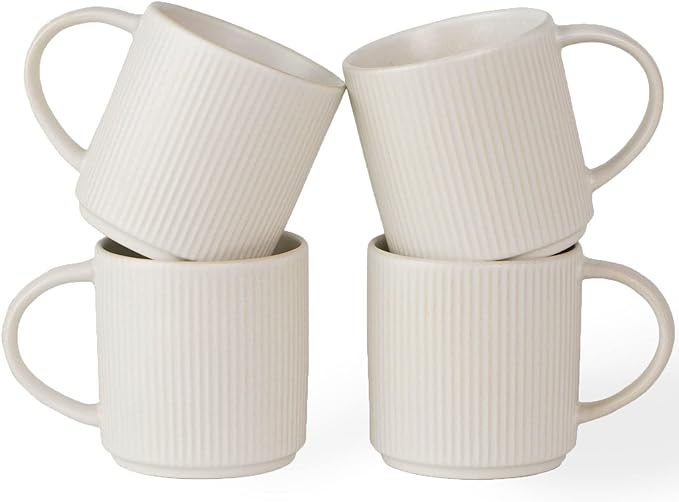 famiware Coffee Mug Set for 4, Star 12 oz Catering Mugs Cup Set