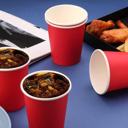 75 Pack 8 oz Disposable Paper Cups, Paper Coffee Cups-Red | Beverage Cups