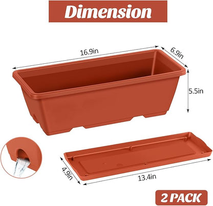CADUKE Railing Planter Boxes Deck 2 Pack Railing Flower Box