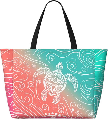 Beach Bag for Women Beach Tote Bag Waterproof Sandproof Large Bags with Zipper Big Capacity for Vacation Travel